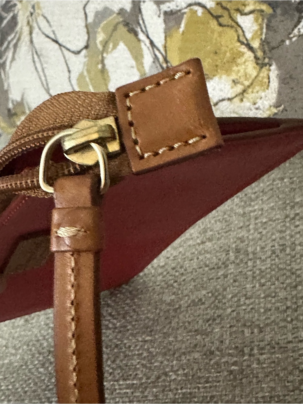 Dooney & Bourke Geranium Saffiano Leather Wristlet w/Vachetta Trim New - Picture 9 of 15